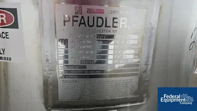 USED Pfaudler 30 Gal Pfaudler Glass Lined Reactor, 50/150#