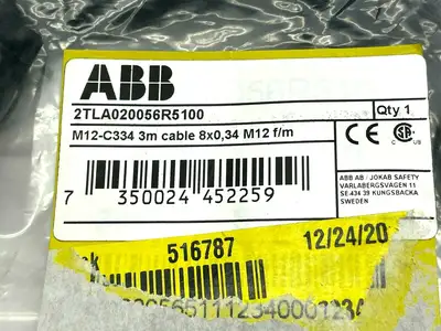 2TLA020056R5100 | ABB  Cordset 3m Length 8-Pin M12 - New