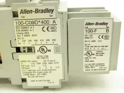 Allen Bradley 100-C09D*400 Motor Starter Contactor 7.5Hp 600V Assembly Lot of 4