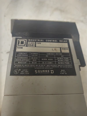 🔥Square D Class 8501 Control Relay, Form LN Series A