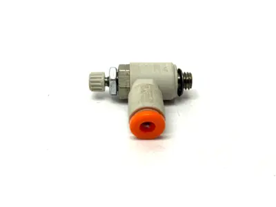 USED SMC ONE-TOUCH FLOW CONTROL FITTING 1/8" OD TUBE M3 X 0.5 THREAD