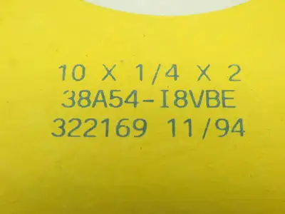 Norton 10 x 1/4 x 2" 38A54-I8VBE Grinding Wheel 322169 11/94 2290RPM