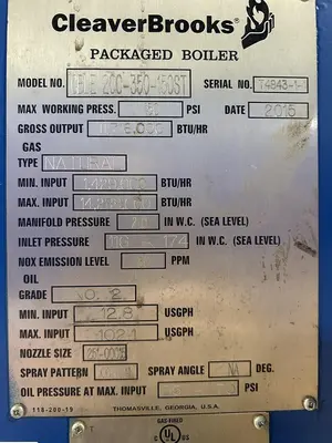 Used 2015 CLEAVER BROOKS CBLE-200-350-150ST Boilers Ohio US | C3 SURPLUS LLC #1306964