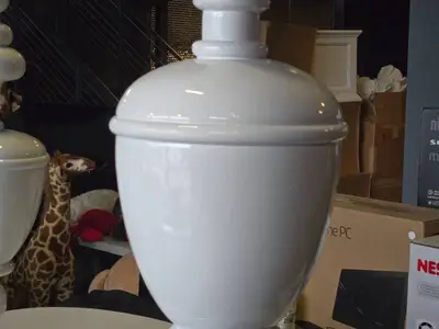 Lot of (1) Resin Decorative Floor Vase 11" x 40" (white)