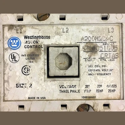 Westinghouse Size 2 Motor Starter