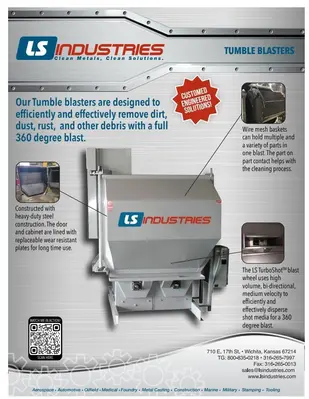 LS INDUSTRIES BARREL TYPE TUMBLE BLAST MACHINE & DUST COLLECTOR: YOBRO #24013