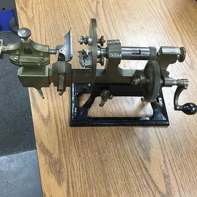 2468-385 Antique Bench Model Watchmaker’s Hand Operated Lathe