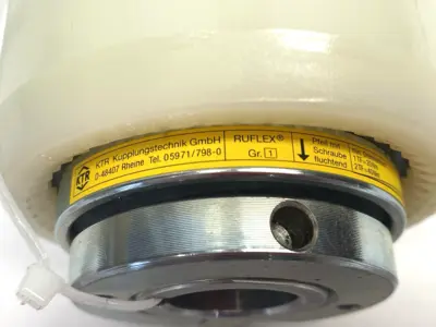 USED KTR SIZE 1 RUFLEX® TORQUE LIMITER WITH BOWEX® CURVED-TOOTH GEAR COUP.