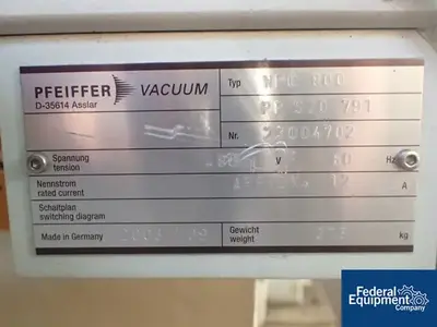 USED Pfeiffer Vacuum Pfeiffer Vacuum System, Model WPC800, 754 CFM