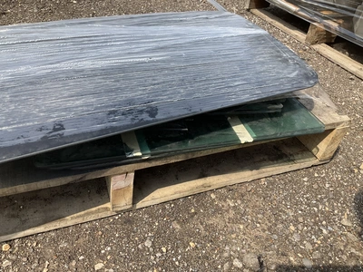 Lot of window glass for semi truck doors and sleeper cabs, used