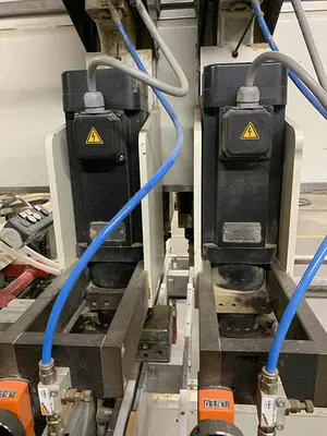 KOCH SBD-B DOUBLE-END FEED-THROUGH TRIM, BORE, GLUE, & DOWEL MACHINE