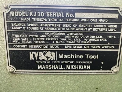 Used KYSOR JOHNSON KJ10 Horizontal Band Saws California US | Wheeler Machinery Sales #1306262