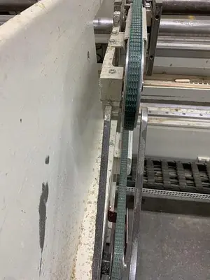KOCH SBD-B DOUBLE-END FEED-THROUGH TRIM, BORE, GLUE, & DOWEL MACHINE
