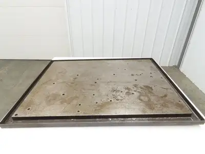 Industrial Vtg Steel Machine Base 30"x40" Top Coolant Oil Trough Welding Table