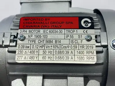 NEW CHIARAVALLI ELECTRIC MOTOR 3-PHASE 230/400V 0.12HP 1905-103
