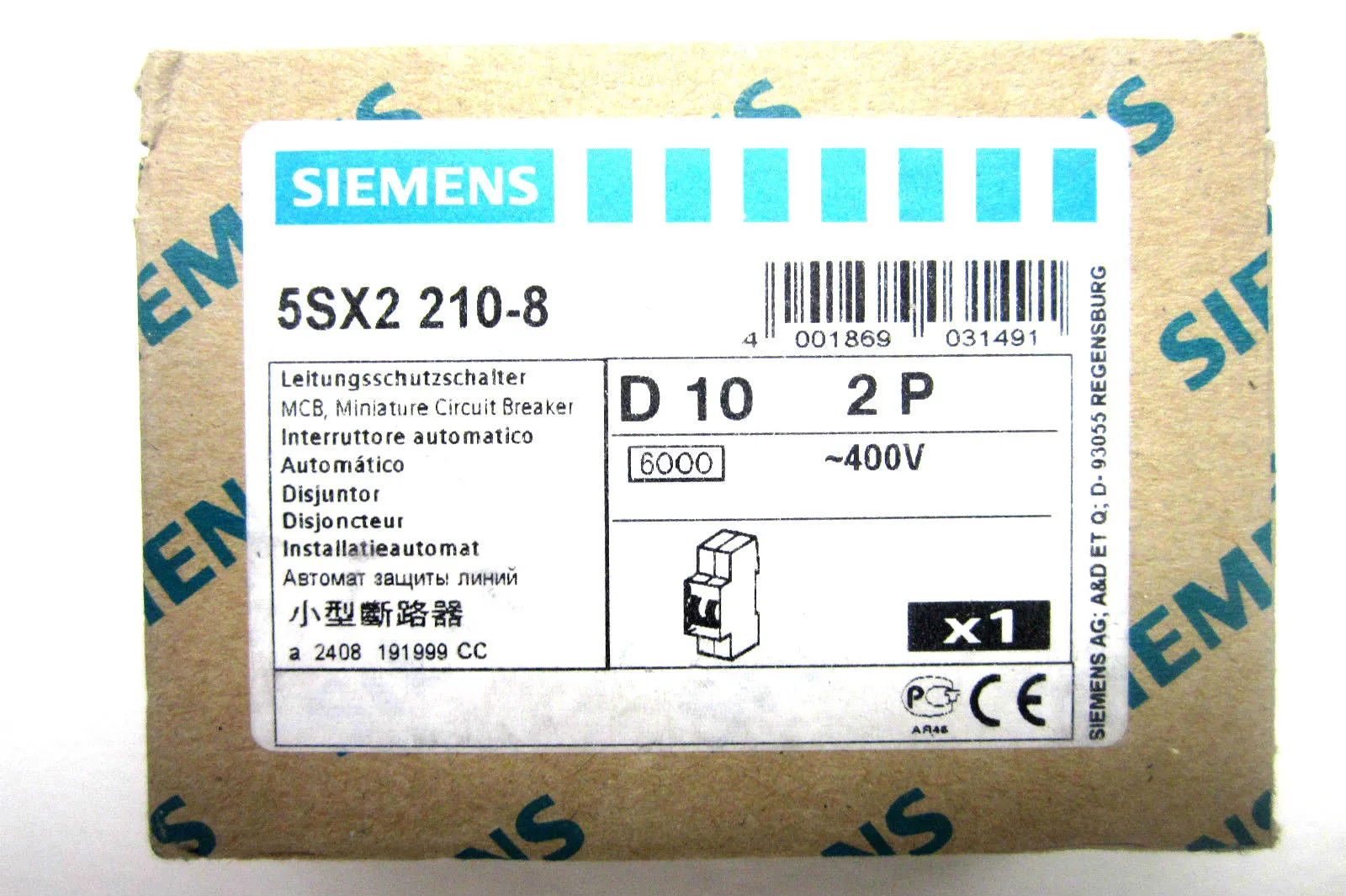 NEW SIEMENS 5SX2-210-8 CIRCUIT BREAKER 5SX22108