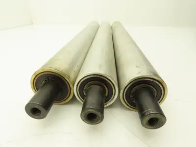 Aluminum Idler Conveyor Roller 1.9" Dia 49mm 18-7/8" Face 21-5/8"OAL  Lot of 3