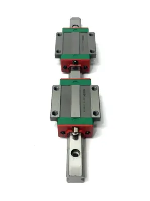 USED HIWIN LINEAR GUIDEWAY BLOCK AND RAIL, 2-BLOCKS, 220MM RAIL