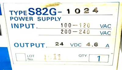NEW OMRON S82G-1024 POWER SUPPLY 24VDC 4.6AMP S82G1024