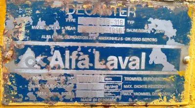Alfa-Laval FPNX 934B-31G decanter centrifuge, 316SS.