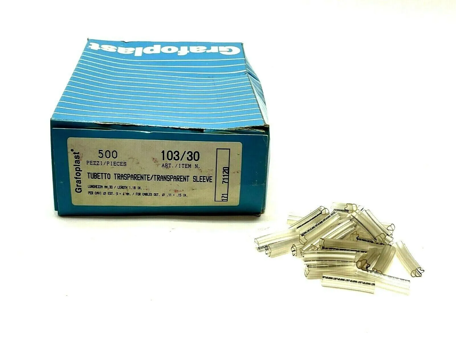 103/30 | Grafoplast  Transparent Sleeves 30mm 10-12AWG PKG OF 500 - New Other