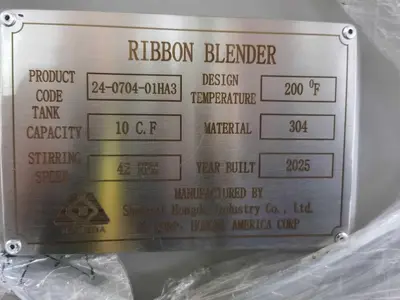 New | in-Stock 2024 HONGDA 10 CUFT Ribbon Blenders | Hongda America Corp #1207502