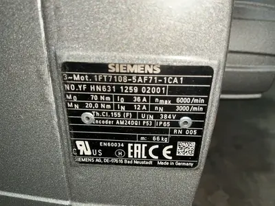 Used SIEMENS 1FT71085AF711CA1 Motors (misc) Ohio US | HGR 24 #1352674