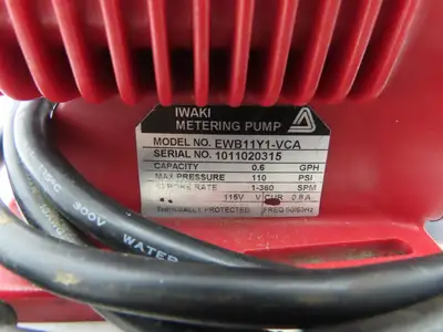 IWAKI EWB11Y1-VCA Peristaltic Dosing Pump Adjustable 0.6 GPH 110 PSI 120V