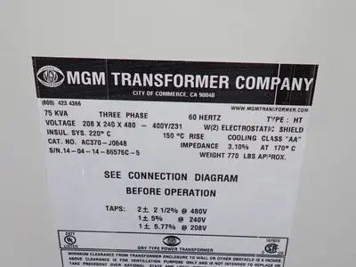 Used MGM AC370J0648 Distribution Transformers Ohio US | HGR 24 #917649