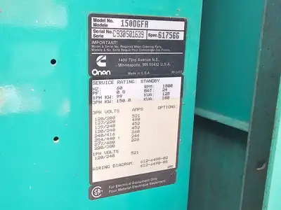 Used 1993 CUMMINS 150DGFA Diesel Generators British Columbia CA | Lenmark #1488881