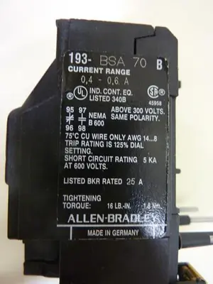USED ALLEN BRADLEY 193-BSA70 SER B