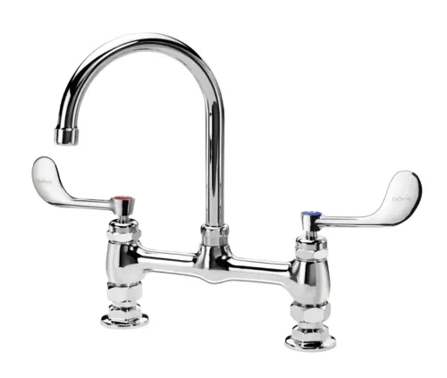 Krowne 15-801L-W-E4 Raised Deck Mount Faucet w/ 6" Gooseneck Spout & Wrist Action Handles - 8" Centers, 1.5 GPM