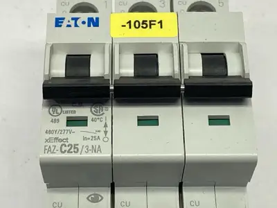 FAZ-C25/3-NA | Eaton  Miniature Circuit Breaker 3P 25A 277/480V - Used