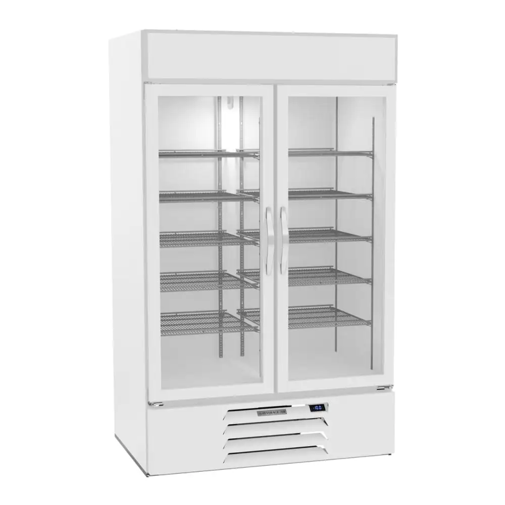 Beverage-Air MMF44HC-1-W 47" Two Section Display Freezer W/ Swing Doors - Bottom Mount Compressor, White, 115v