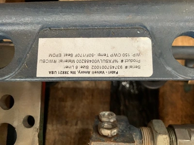 6" Fabri-Valve model XS-150 ULV Knife Gate Valve, Air Operated, New Storeroom Spare