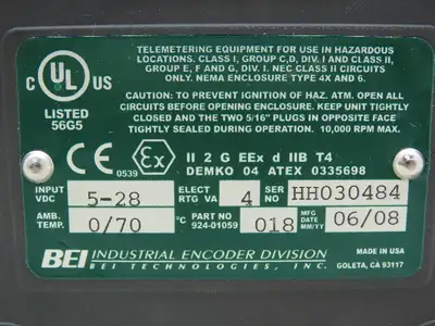 BEI Industrial 924-01059-018 H38D-1200-AC-28V/V-SC-CEN Optical Encoder