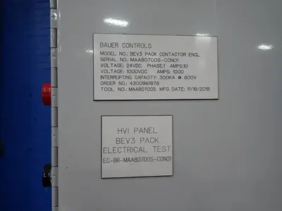 USED 2019 BAUER BEV3 PACK CONTACTOR ENCL