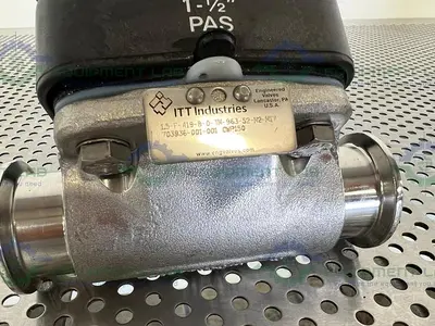 USED ITT 1.5-F-419-8-0-TM CWP 150 DIAPHRAGM VALVE W/ 1 1/2" SANITARY FITTINGS