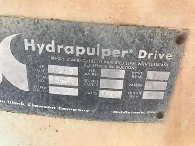 Black Clawson Number 3 Pulper Drive