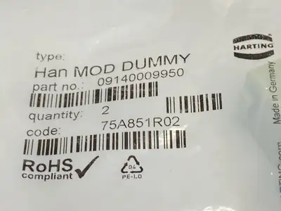 NEW HARTING HAN MOD DUMMY MODULES 2X LOT OF 3