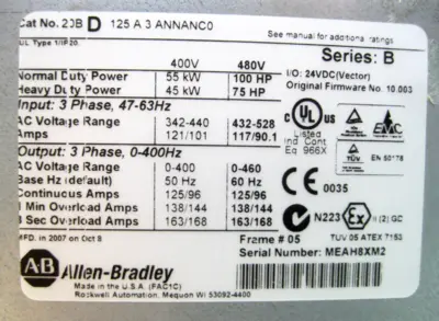 New | in-Stock Allen-Bradley 20B-D125A3ANNANC0 Motor Control Parts New Hampshire US | Bitter End Trading #1127917