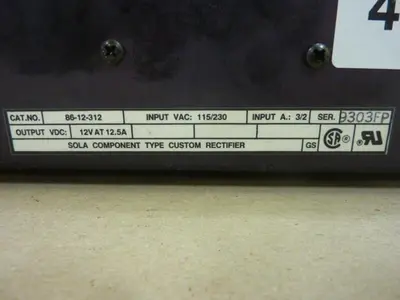 USED SOLA ELECTRIC 86-12-312