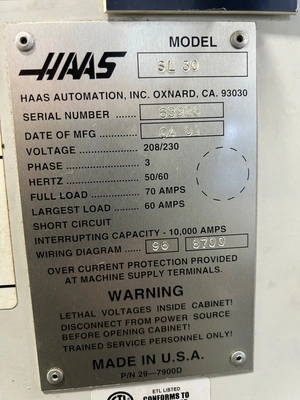 HAAS SL30 CNC Turning Center