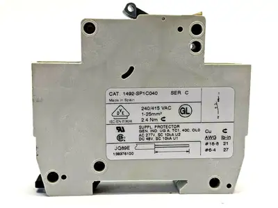 1492-SP1C040 | Allen Bradley  Series C Single Pole Circuit Breaker 4A - Used