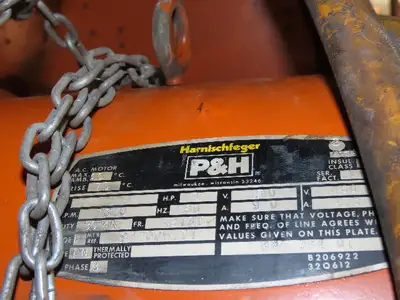 Cleveland Tramrail P&H 1 Ton Single Girder Underhung Bridge Crane 45' 10" Span