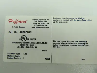Hoffman A808CHFL Electrical Enclosure 8x8x4" Allen Bradley Terminal Blocks x20