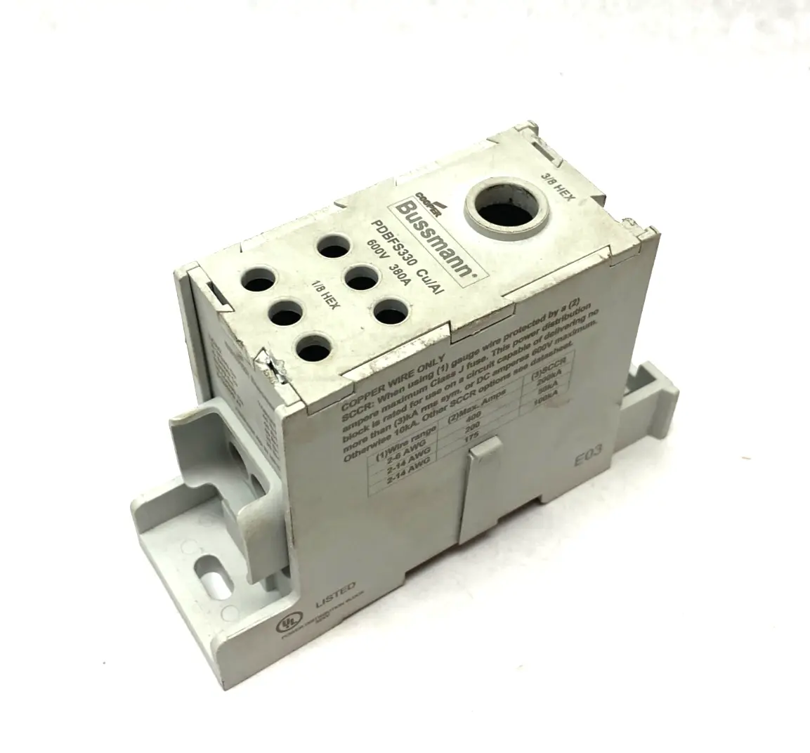 USED COOPER BUSSMANN POWER DISTRIBUTION BLOCK 600V 380A