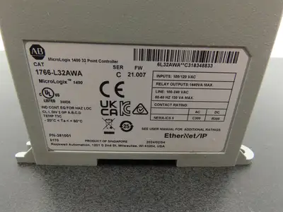 Allen Bradley 1766-L32AWA MicroLogix 1400 Controller Module 32Pt Ser C FW 21.007