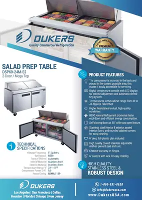 New | in-Stock Dukers _UNKNOWN_ Food Prep Tables Illinois US | Falcon Restaurant Supply #1376871