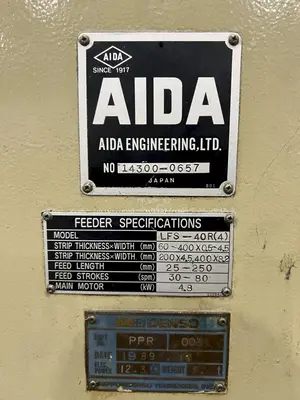 15" X .125" AIDA MODEL #LFS-40R STRAIGHTENER & SERVO COIL STRIP FEEDER: STOCK #20562